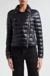 Herno Ultralight Nylon Down Motorcycle Jacket In Black