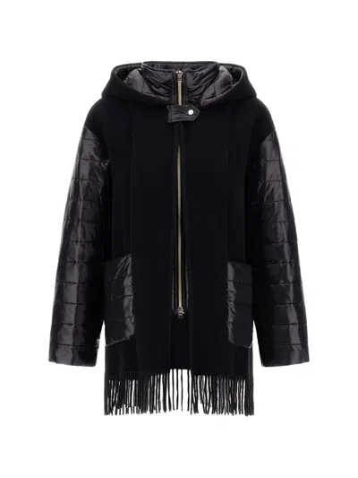 Herno Ultralight Fringed Single-breasted Coat In Black