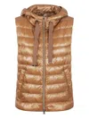 Herno Quilted Sleeveless Hooded Drawstring Jacket In Brown