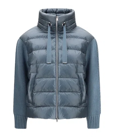 Herno Quilted Zip-up Down Jacket In Blue