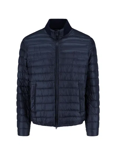 Herno Tailored Black Casual Jacket With High Collar And Seam Detailing In Blue