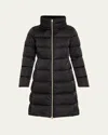 Herno Ultralight Nylon A-shape Down Jacket With Alternative Fur In Black