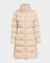 Herno Ultralight Nylon A-shape Down Jacket With Alternative Fur In Gold