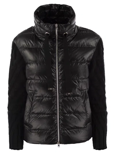 Herno Ultralight Nylon And Wool Jacket In Black