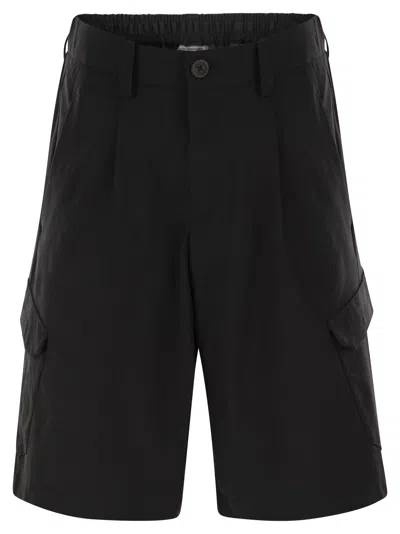Herno Ultralight Nylon Cargo Bermuda Shorts In Black