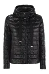 Herno Black Down Jacket With Drawstring Hood And Logo Detail On The Drawstring In Tech Fabric Woman