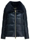 Herno Ultralight Nylon Down Jacket And Lady Alternative Fur In Blue