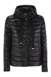 Herno Black Down Jacket With Drawstring Hood And Logo Detail On The Drawstring In Tech Fabric Woman In Black
