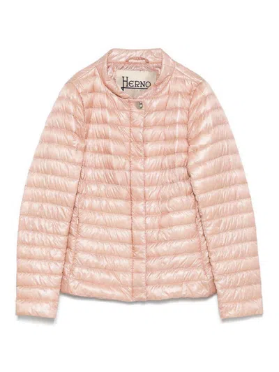 Herno Lightweight Quilted Down Jacket With Stand Collar In Multicolor