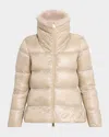 Herno Ultralight Nylon Down Jacket With Alternative Fur In Gold