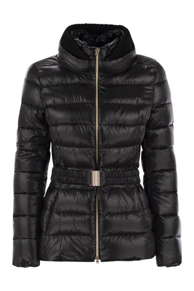 HERNO HERNO ULTRALIGHT NYLON DOWN JACKET WITH BELT