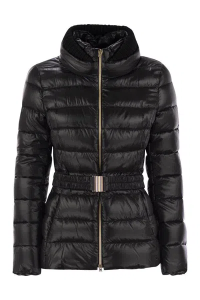 HERNO HERNO ULTRALIGHT NYLON DOWN JACKET WITH BELT