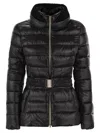 Herno Women Ultralight Nylon Down Jacket With Belt In Black