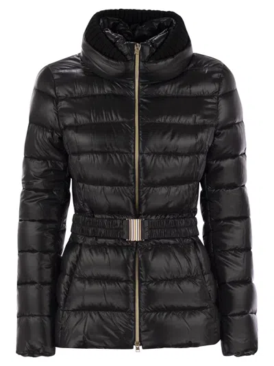 HERNO ULTRALIGHT NYLON DOWN JACKET WITH BELT