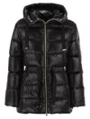 Herno Women Ultralight Nylon Down Jacket With Drawstring Waist In Black