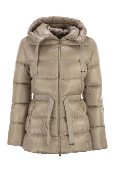 HERNO HERNO ULTRALIGHT NYLON DOWN JACKET WITH DRAWSTRING WAIST