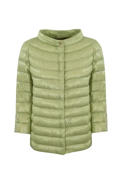 Herno Ultralight Nylon Hooded Down Jacket In Green