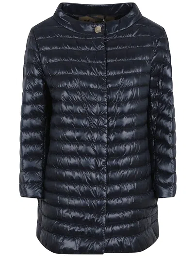 Herno Ultralight Nylon Padded Jacket With Cowl Neck Design In Blu