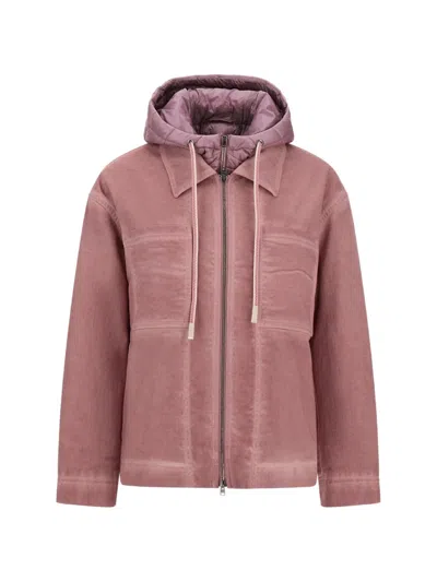 Herno Ultralight Padded-detail Hooded Denim Jacket In Rosa