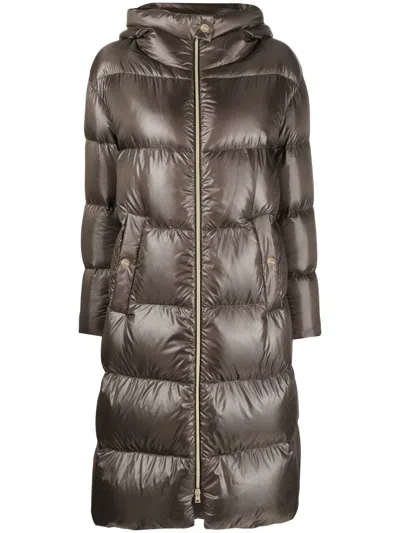 Herno Quilted Padded Zipped Coat In Grey