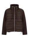 Herno Dark Brown High Neck Drawstring Double-slider Zip Polyester Down Jacket In Brown