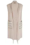 Herno Ultralight Poncho Gilet With Fringe Detailing In Neutral
