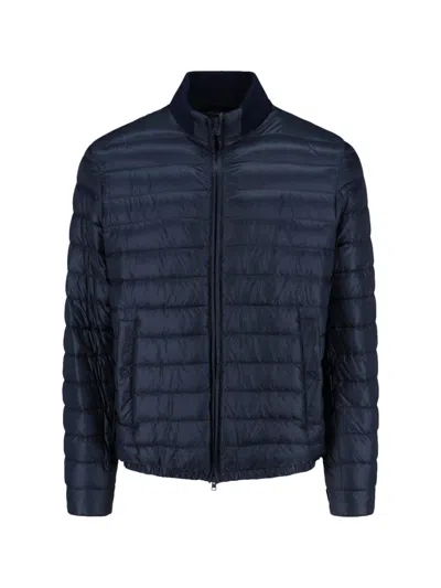 Herno Ultralight Quilted Down Puffer Jacket With Stretch Trim In Blue
