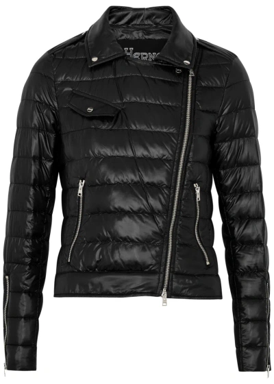 Herno Ultralight Quilted Shell Biker Jacket In Black