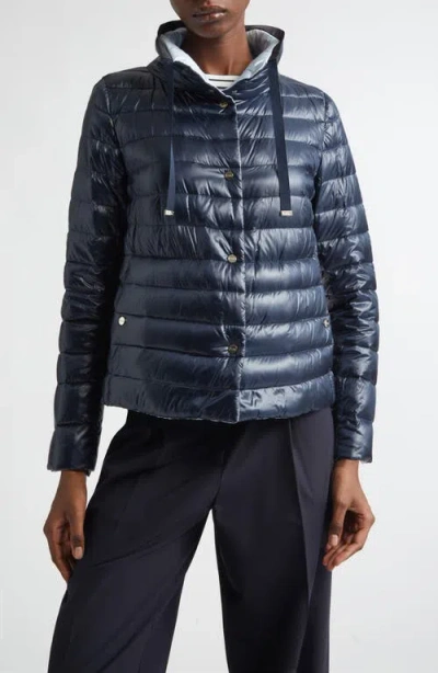 Herno Ultralight Reversible Down Jacket In Blue