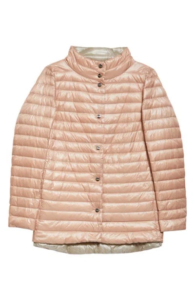 Herno Ultralight Reversible Down Puffer Jacket In Pink To Champagne 4019