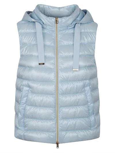 Herno Ultralight Sleeveless Jacket With Removable Hood In Blue