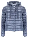 Herno Hooded Down Jacket Drawstring Long Sleeves In Blue
