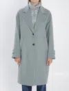 Herno High Neck Long Sleeve Single Breasted Coat In Gray
