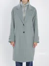 Herno High Neck Long Sleeve Single Breasted Coat In Blue