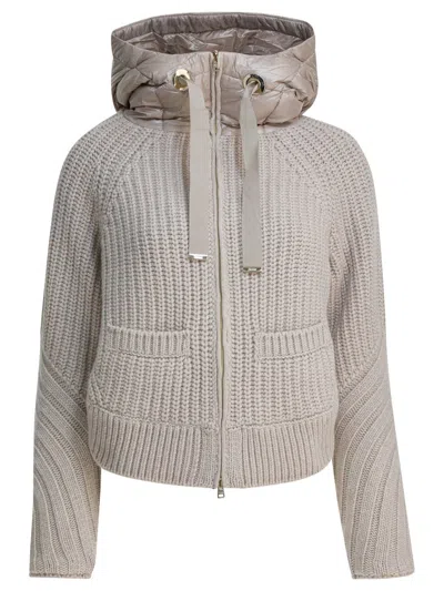 Herno Ultralight Wool And Nylon Down Jacket Jackets And Coats Beige In Gray