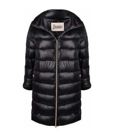 Herno Ultralight Zipped Quilted Coat In Black