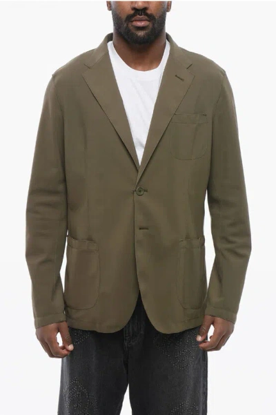 HERNO UNLINED STRETCH FABRIC BLAZER WITH PATCH POCKETS
