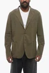 Herno Unlined Stretch Fabric Blazer With Patch Pockets In Green