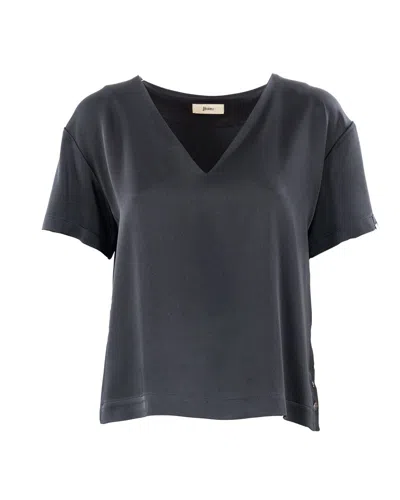 Herno T-shirt In New Satin Effect In Black