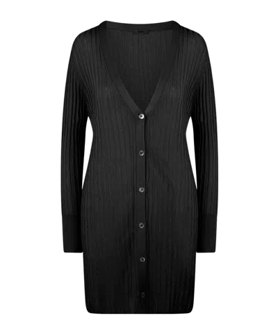 Herno V-neck Knitted Cardigan In Black