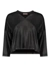 Herno V-neck Metallic Top In Black