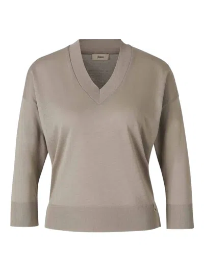 Herno V-neck Ribbed-hem T-shirt