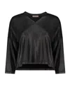 Herno V-neck Metallic Top In Black