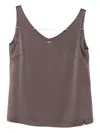 Herno V-neck Silk Top In Brown