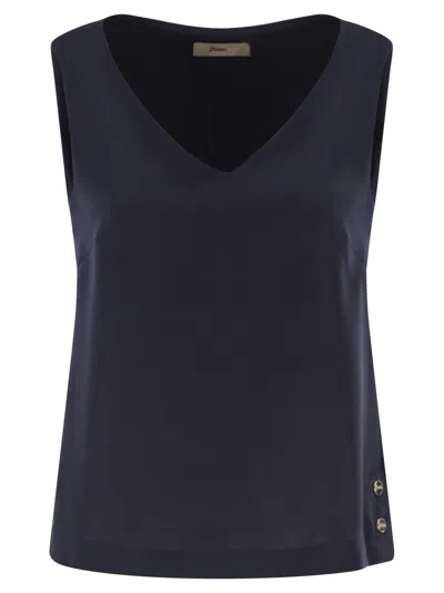 Herno V Neck Top In Blue