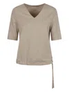 Herno V-neck Top With Side Tie In Gray