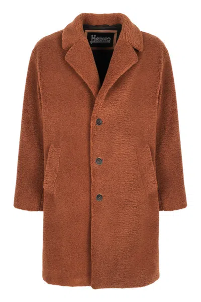 Herno Vegan Fur Coat In Brown