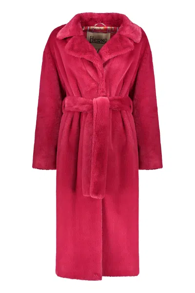 Herno Vegan Fur Coat In Pink