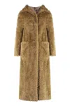 Herno Coat In Curly Faux Fur In Brown