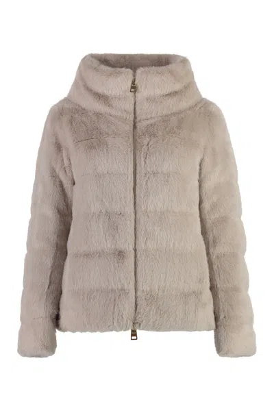 Herno Vegan Fur Jacket In Beige